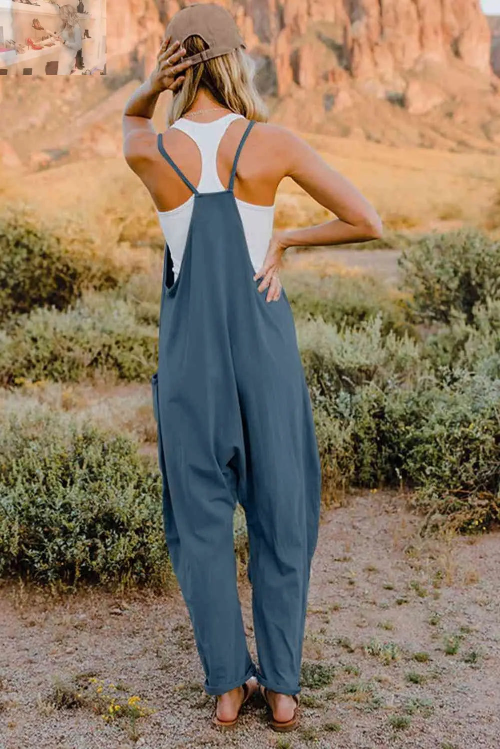 Double Take  V-Neck Sleeveless Jumpsuit with Pocket - MegaSuperStar