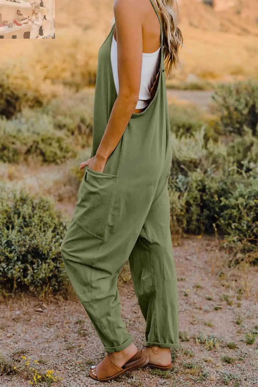 Double Take  V-Neck Sleeveless Jumpsuit with Pocket - MegaSuperStar