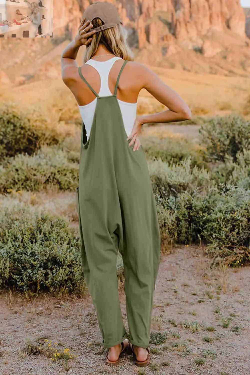 Double Take  V-Neck Sleeveless Jumpsuit with Pocket - MegaSuperStar