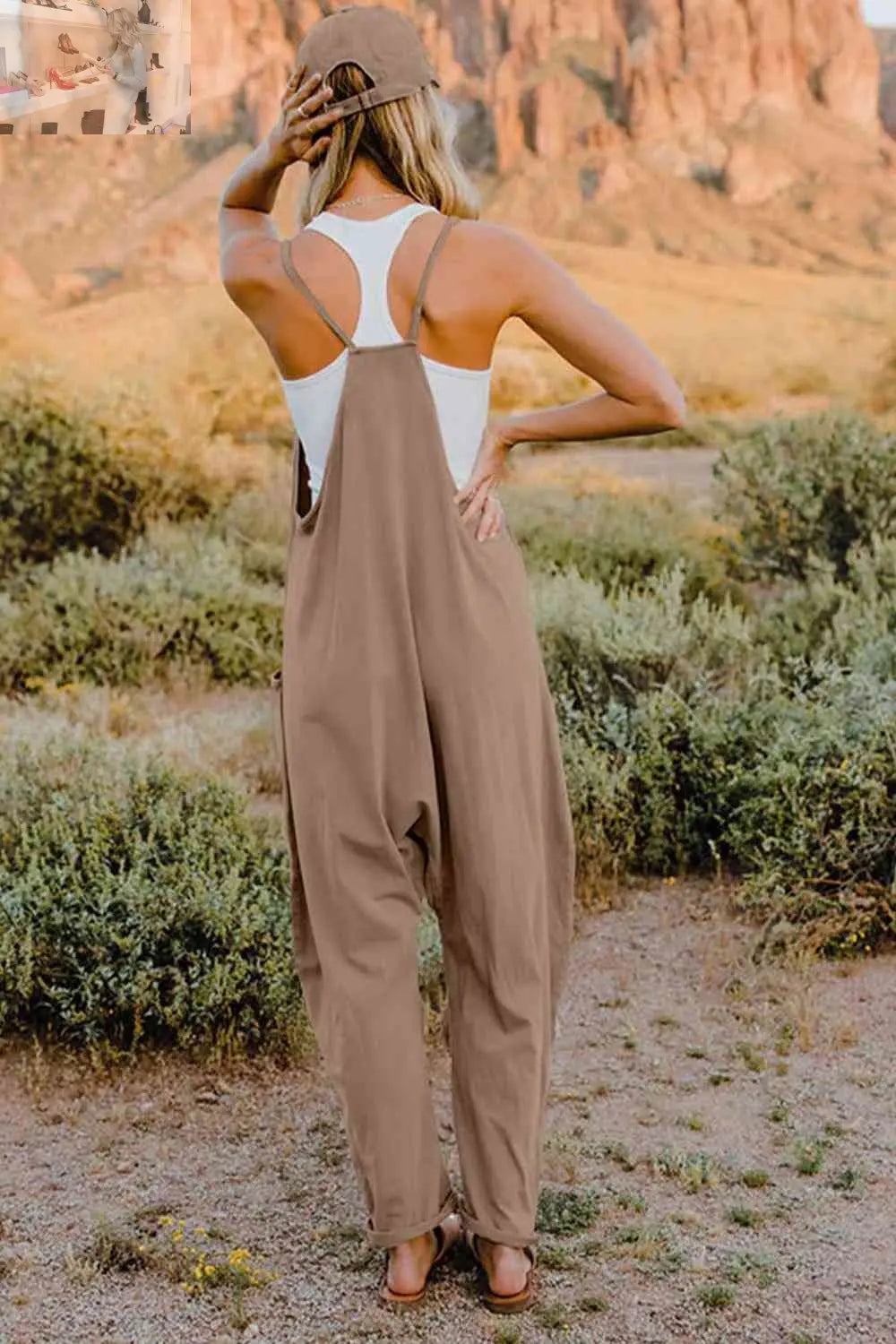 Double Take  V-Neck Sleeveless Jumpsuit with Pocket - MegaSuperStar