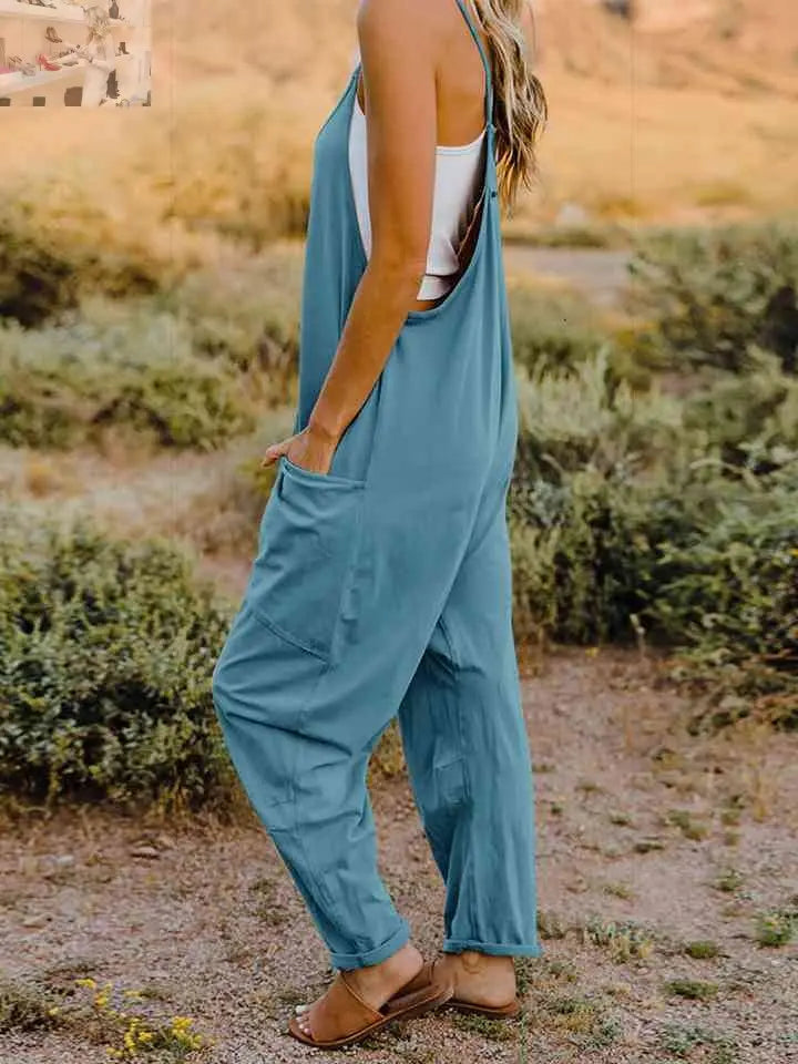 Double Take  V-Neck Sleeveless Jumpsuit with Pocket - MegaSuperStar