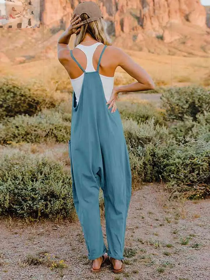 Double Take  V-Neck Sleeveless Jumpsuit with Pocket - MegaSuperStar