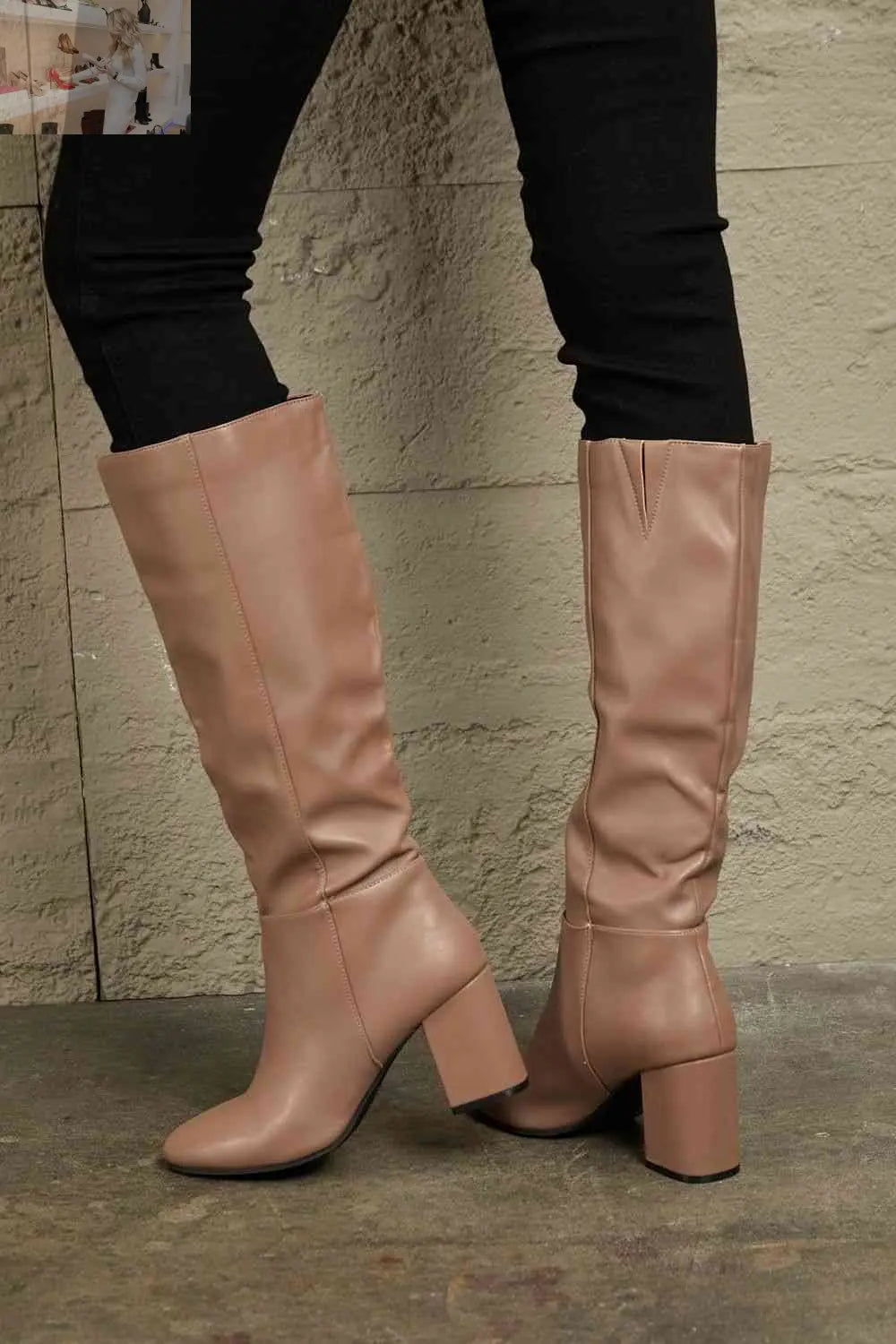 East Lion Corp Block Heel Knee High Boots - MegaSuperStar