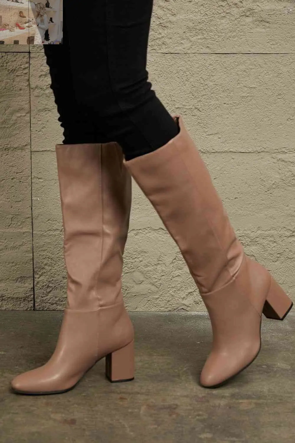 East Lion Corp Block Heel Knee High Boots - MegaSuperStar