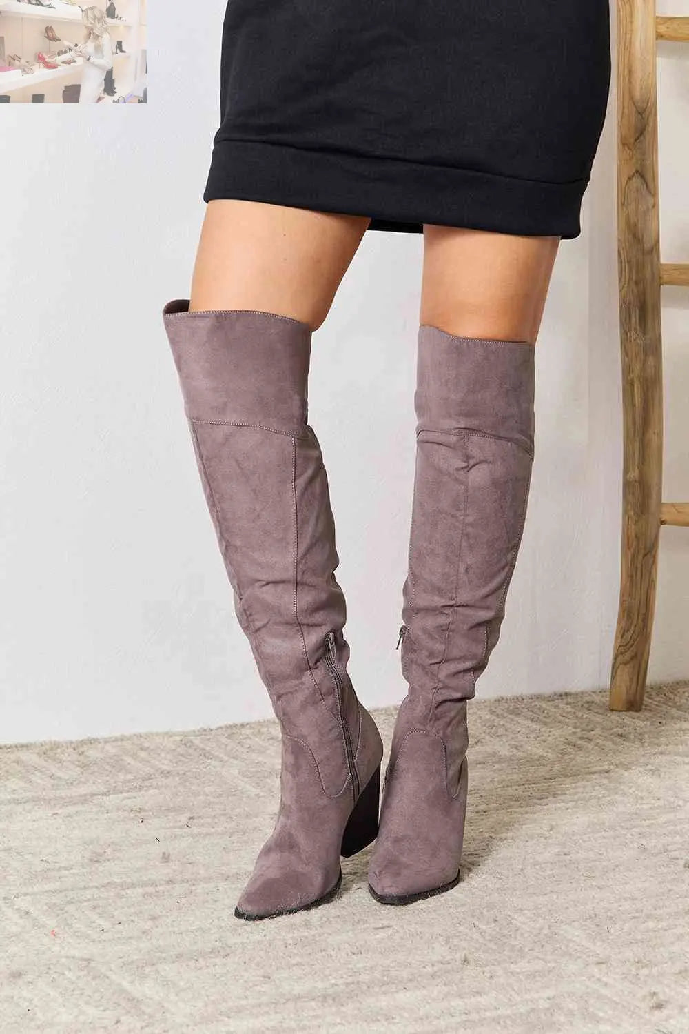 East Lion Corp Block Heel Knee High Boots - MegaSuperStar