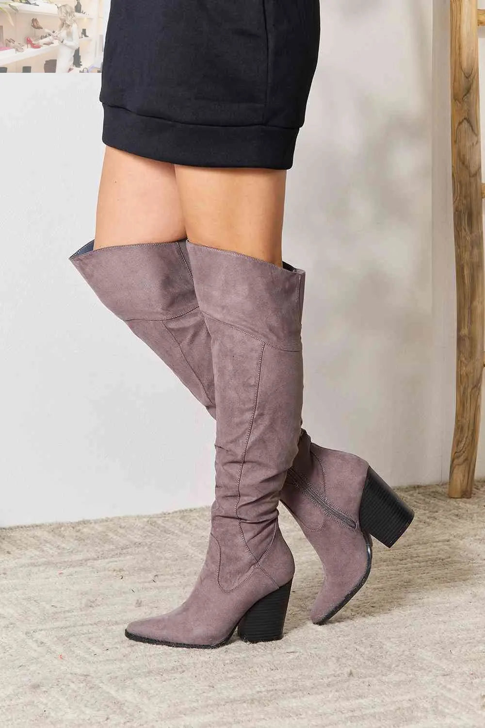 East Lion Corp Block Heel Knee High Boots - MegaSuperStar