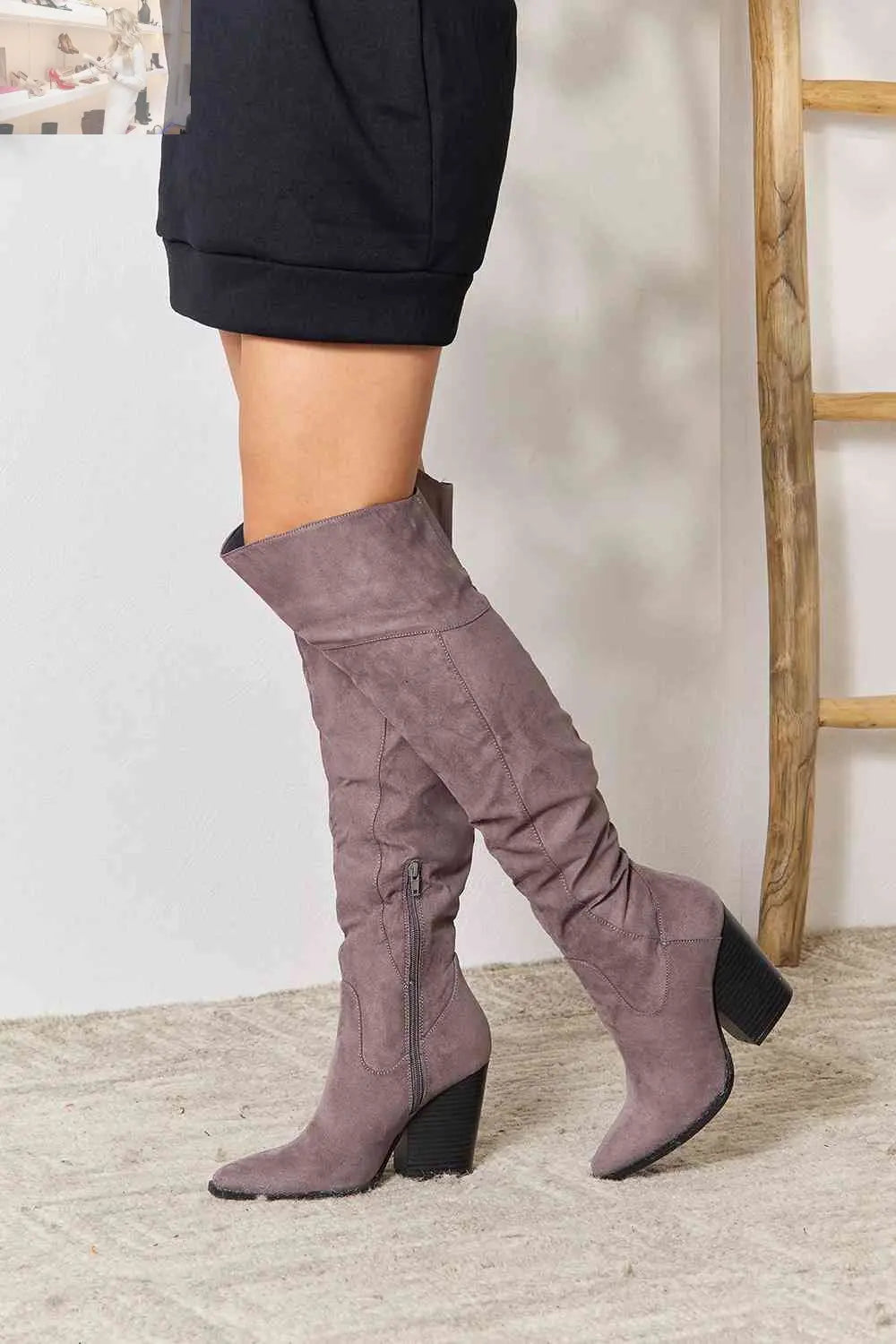 East Lion Corp Block Heel Knee High Boots - MegaSuperStar