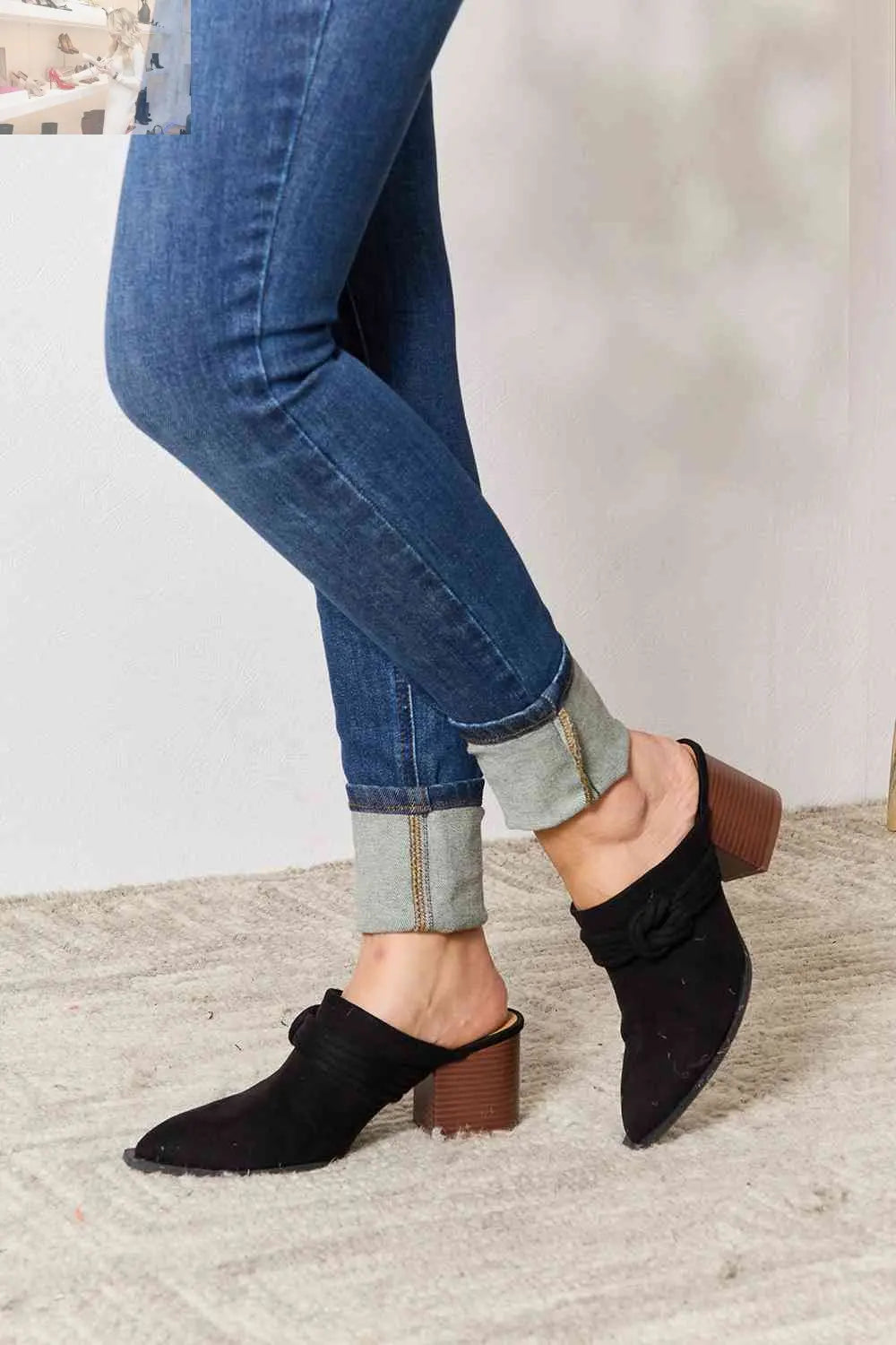 East Lion Corp Pointed-Toe Braided Trim Mules - MegaSuperStar