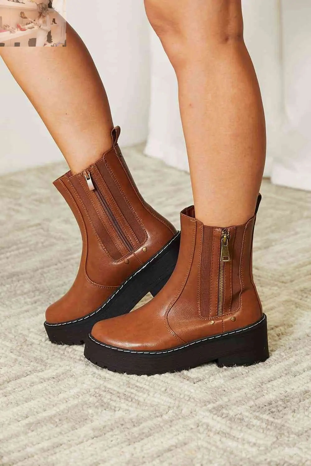 Forever Link Side Zip Platform Boots - MegaSuperStar