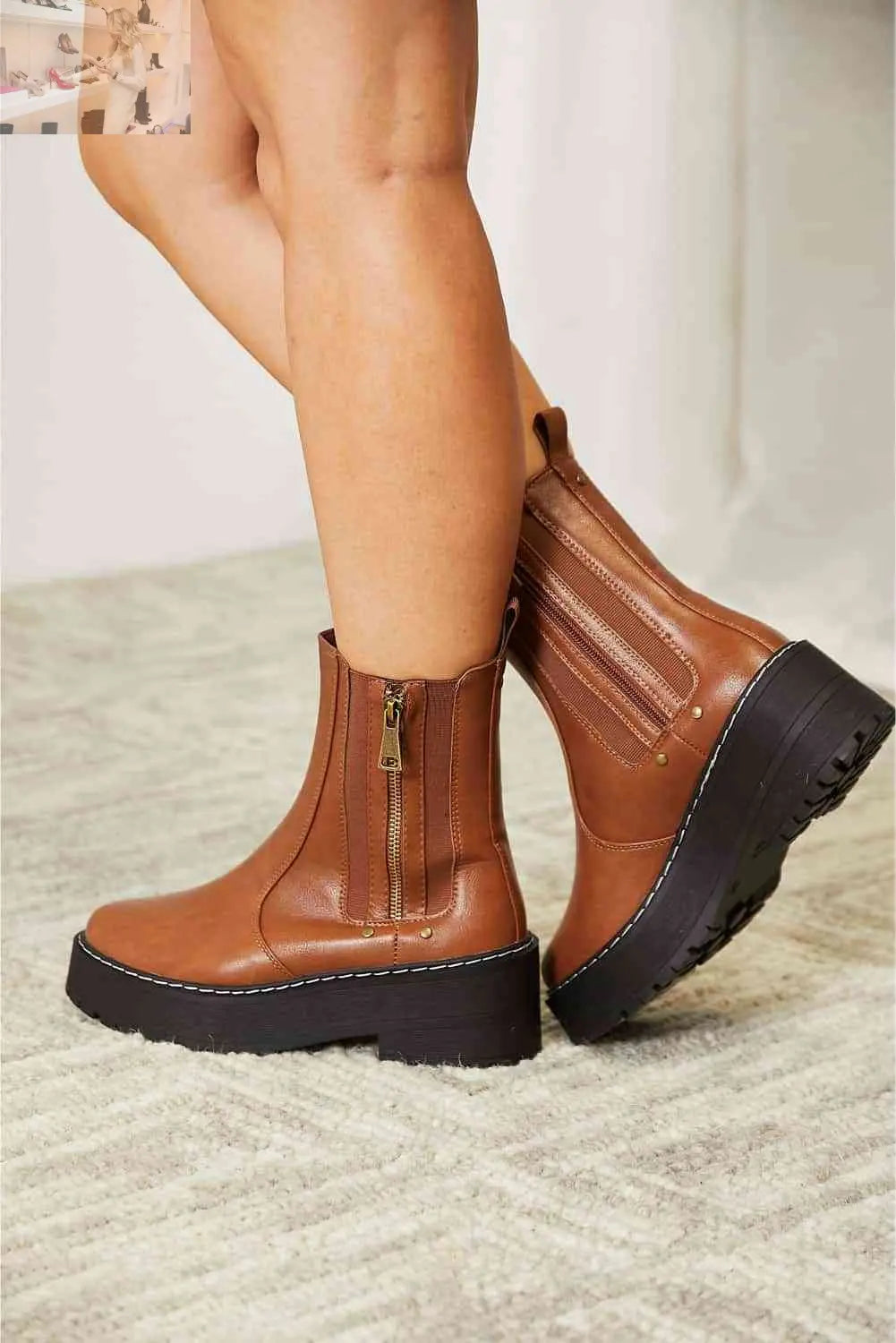 Forever Link Side Zip Platform Boots - MegaSuperStar