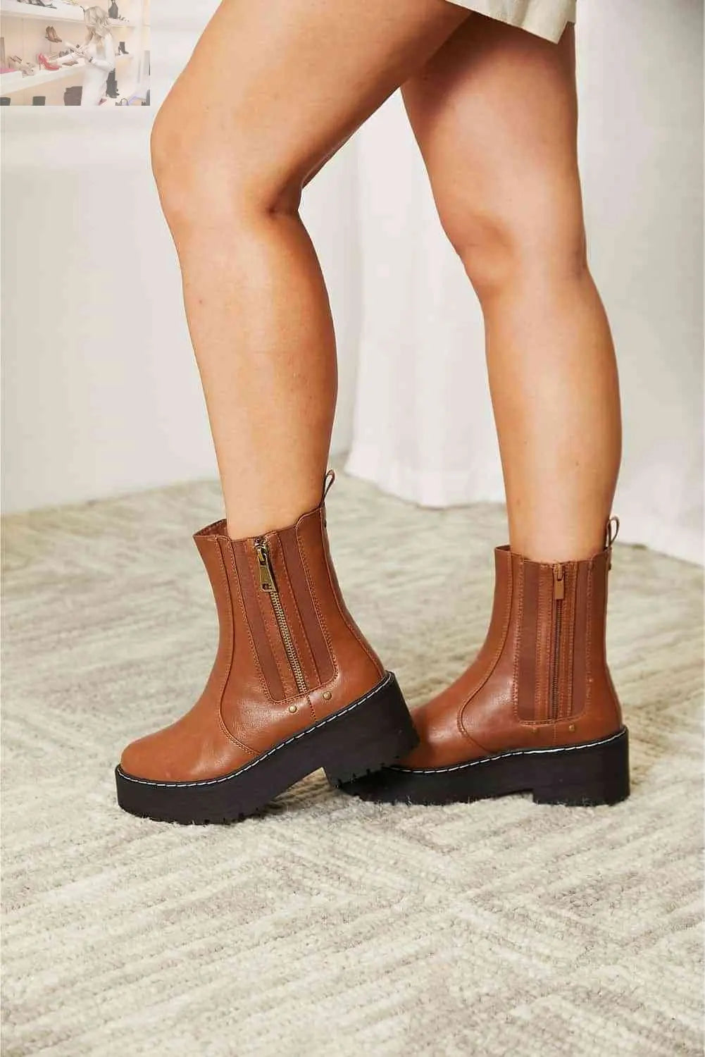 Forever Link Side Zip Platform Boots - MegaSuperStar