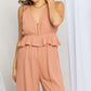 Gilli Sleeveless Wide Leg Peplum Jumpsuit - MegaSuperStar