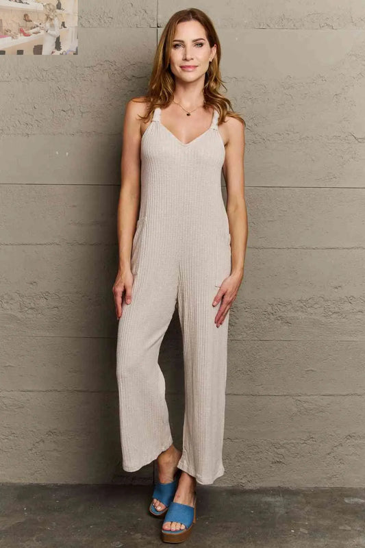 HEYSON Don't Get It Twisted Full Size Rib Knit Jumpsuit - MegaSuperStar