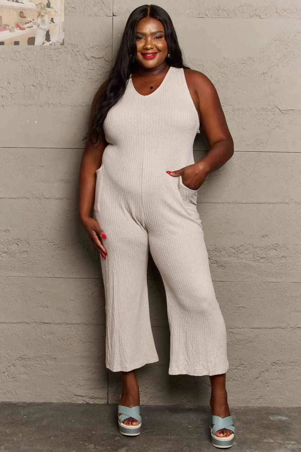 HEYSON Don't Get It Twisted Full Size Rib Knit Jumpsuit - MegaSuperStar