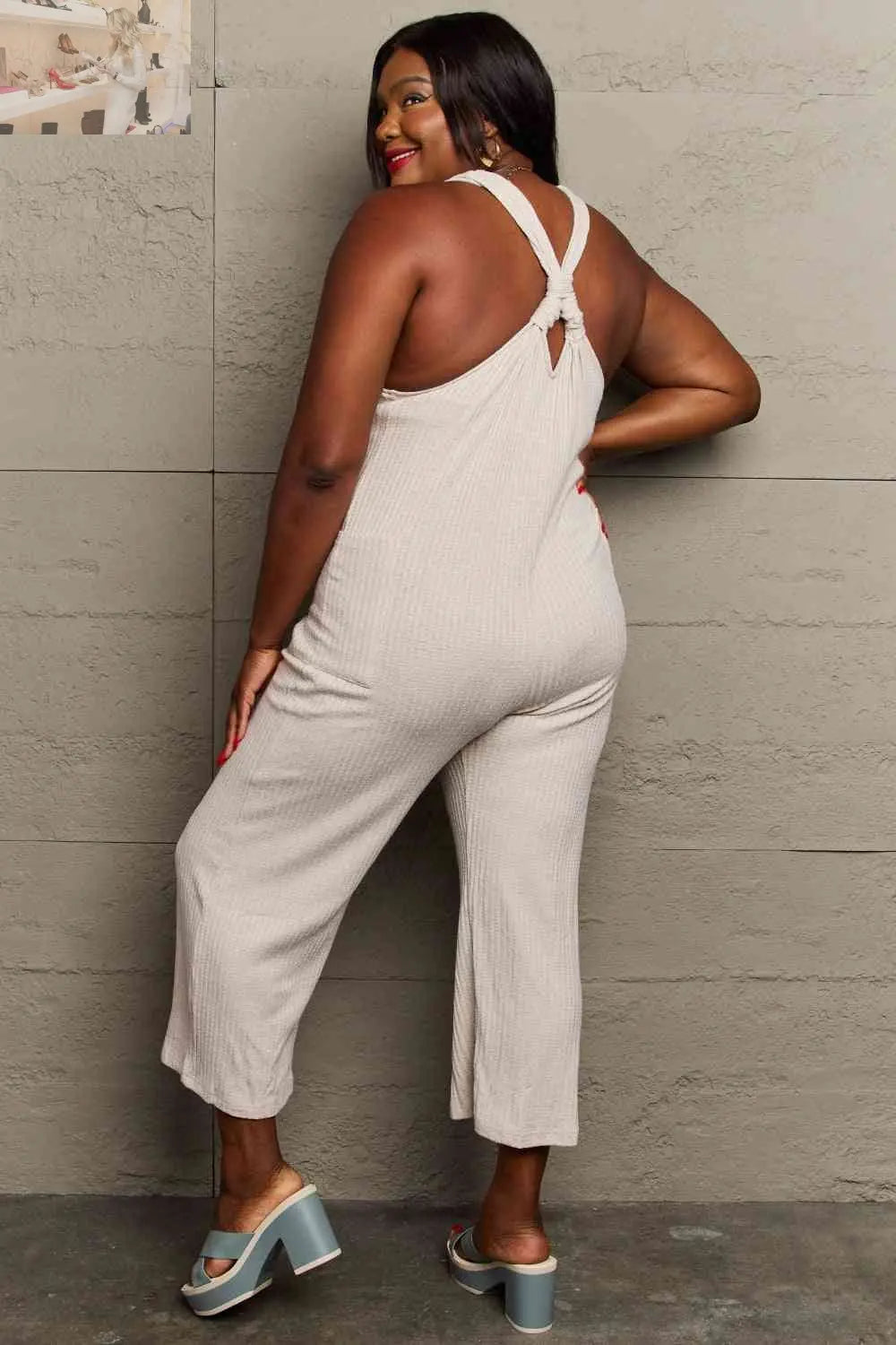 HEYSON Don't Get It Twisted Full Size Rib Knit Jumpsuit - MegaSuperStar