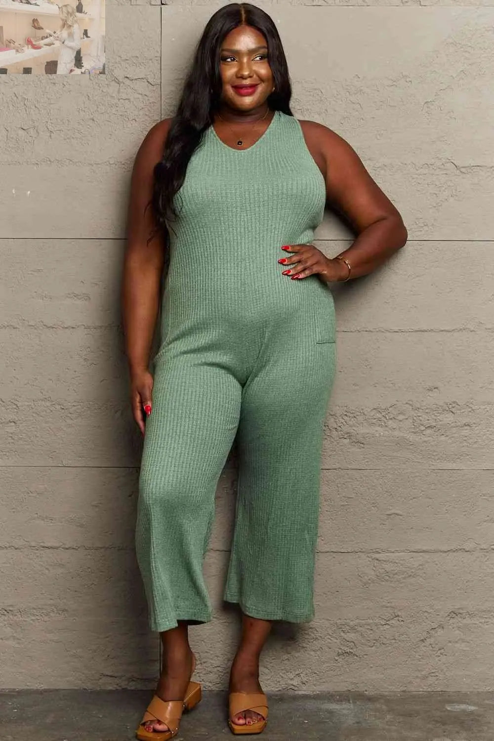 HEYSON Don't Get It Twisted Full Size Rib Knit Jumpsuit - MegaSuperStar