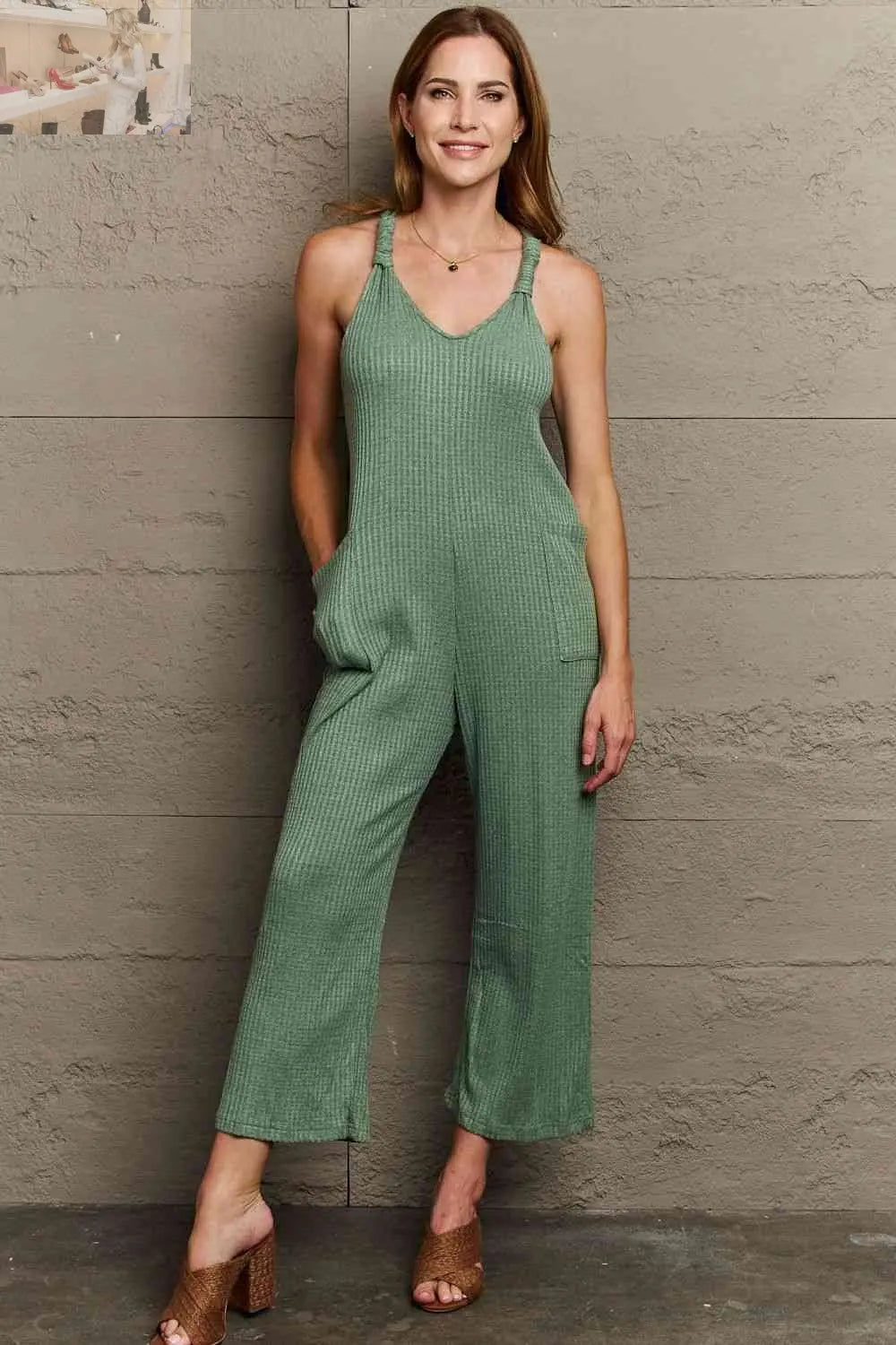 HEYSON Don't Get It Twisted Full Size Rib Knit Jumpsuit - MegaSuperStar