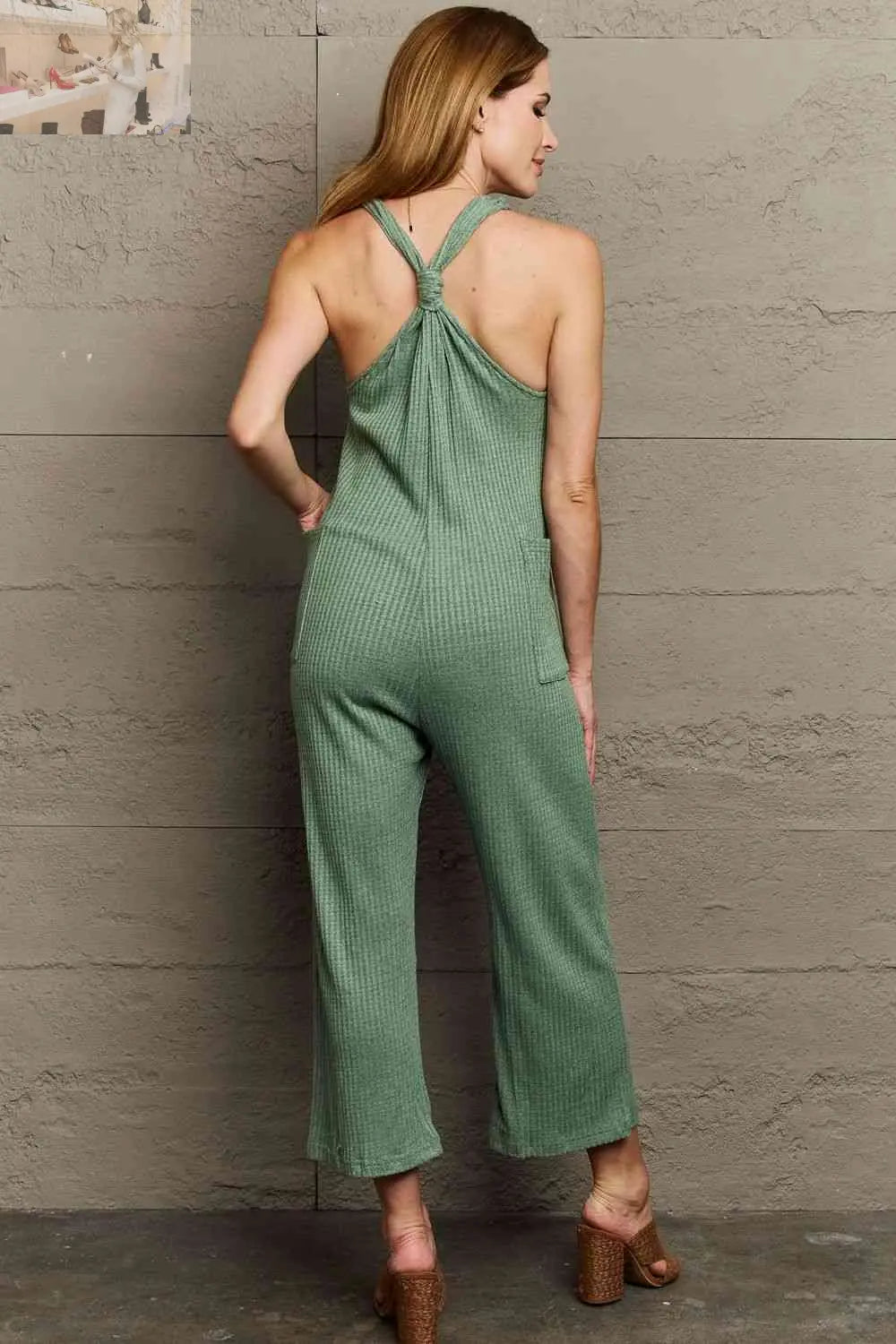 HEYSON Don't Get It Twisted Full Size Rib Knit Jumpsuit - MegaSuperStar