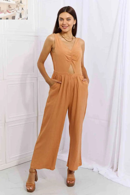 HEYSON Feels Right Cut Out Detail Wide Leg Jumpsuit in Sherbet - MegaSuperStar