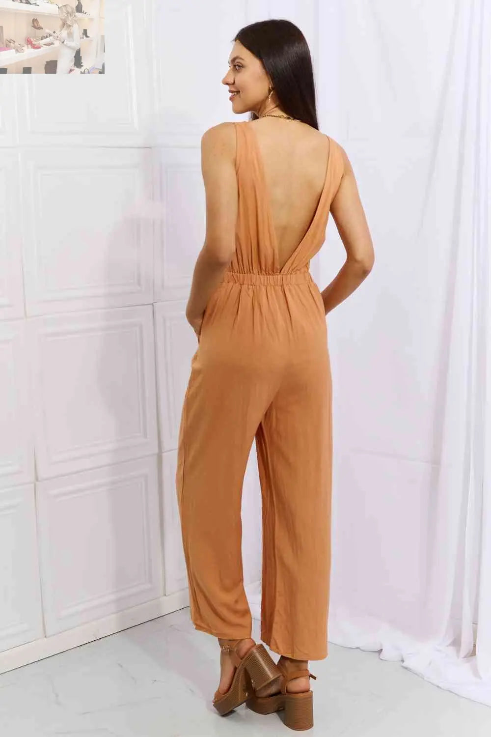 HEYSON Feels Right Cut Out Detail Wide Leg Jumpsuit in Sherbet - MegaSuperStar