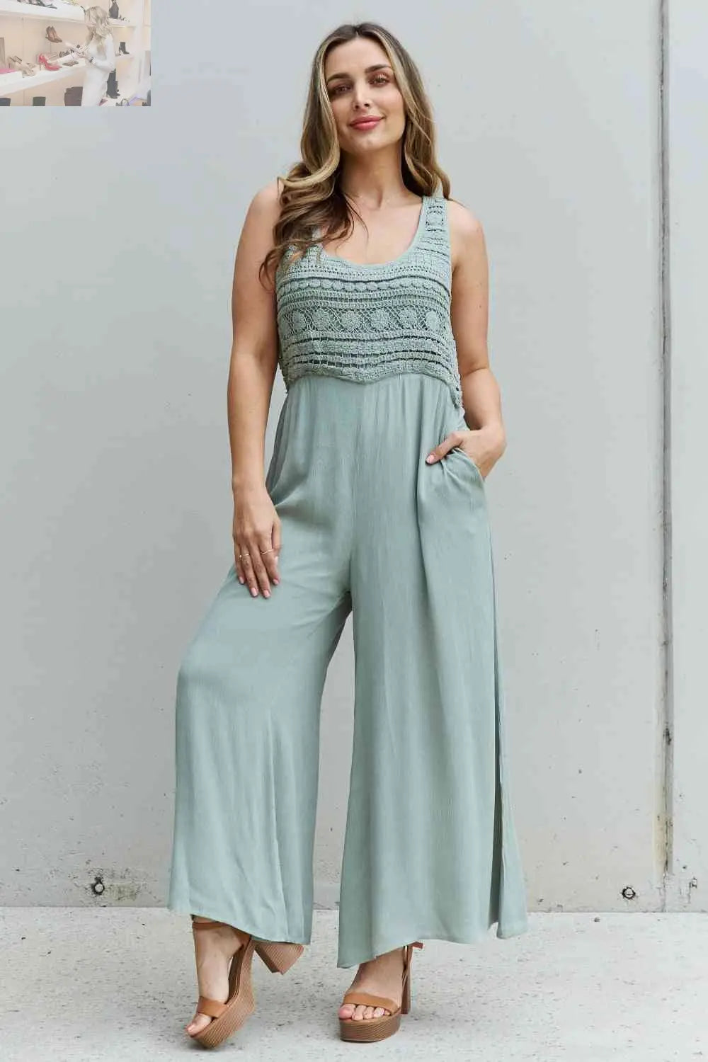 HEYSON Watch Me Full Size Crochet Detail Jumpsuit - MegaSuperStar