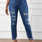 High-Rise Distressed Hem Detail Jeans - MegaSuperStar