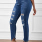 High-Rise Distressed Hem Detail Jeans - MegaSuperStar