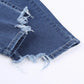 High-Rise Distressed Hem Detail Jeans - MegaSuperStar