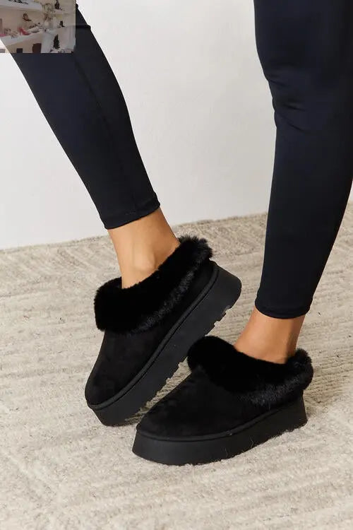 Legend Footwear Furry Chunky Platform Ankle Boots - MegaSuperStar