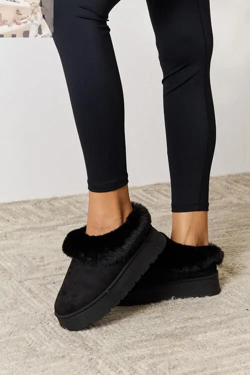 Legend Footwear Furry Chunky Platform Ankle Boots - MegaSuperStar