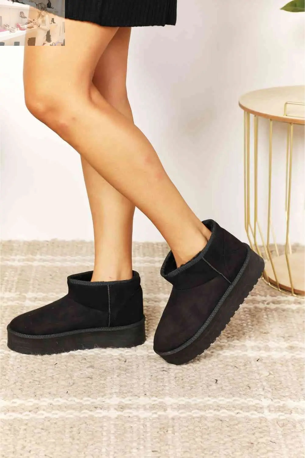 Legend Women's Fleece Lined Chunky Platform Mini Boots - MegaSuperStar