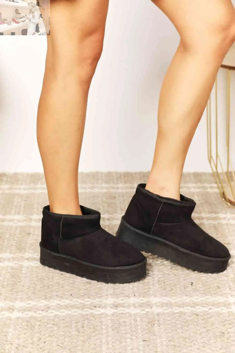 Legend Women's Fleece Lined Chunky Platform Mini Boots - MegaSuperStar