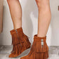 Legend Women's Tassel Wedge Heel Ankle Booties - MegaSuperStar