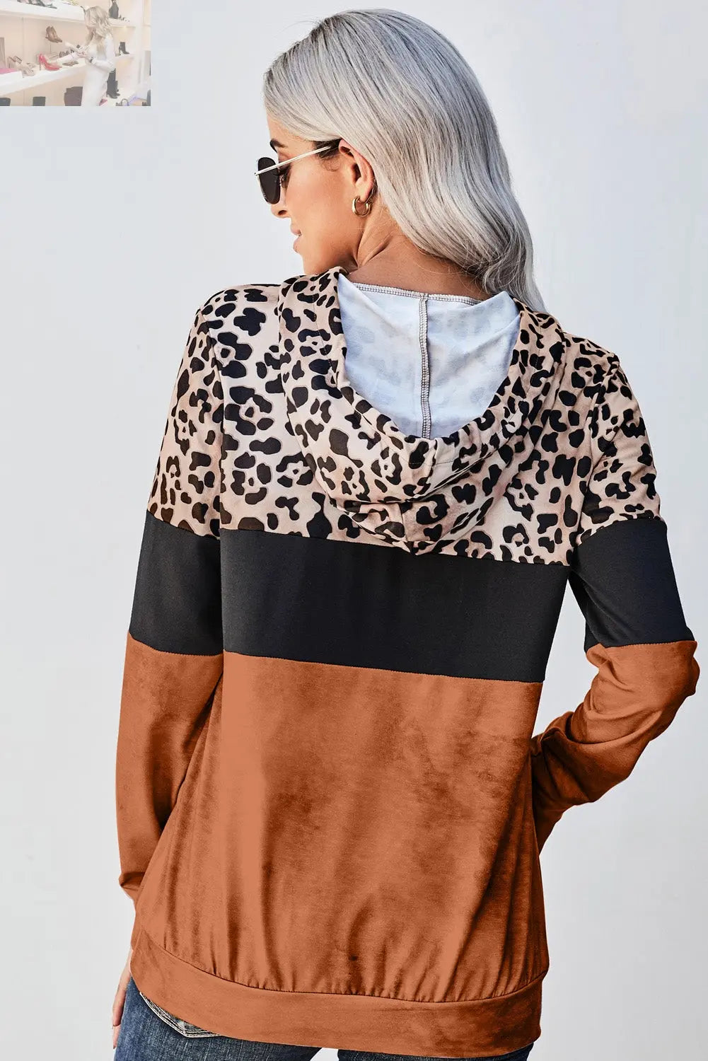 Leopard Color Block Hoodie - MegaSuperStar