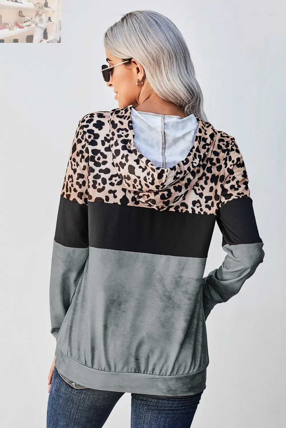 Leopard Color Block Hoodie - MegaSuperStar