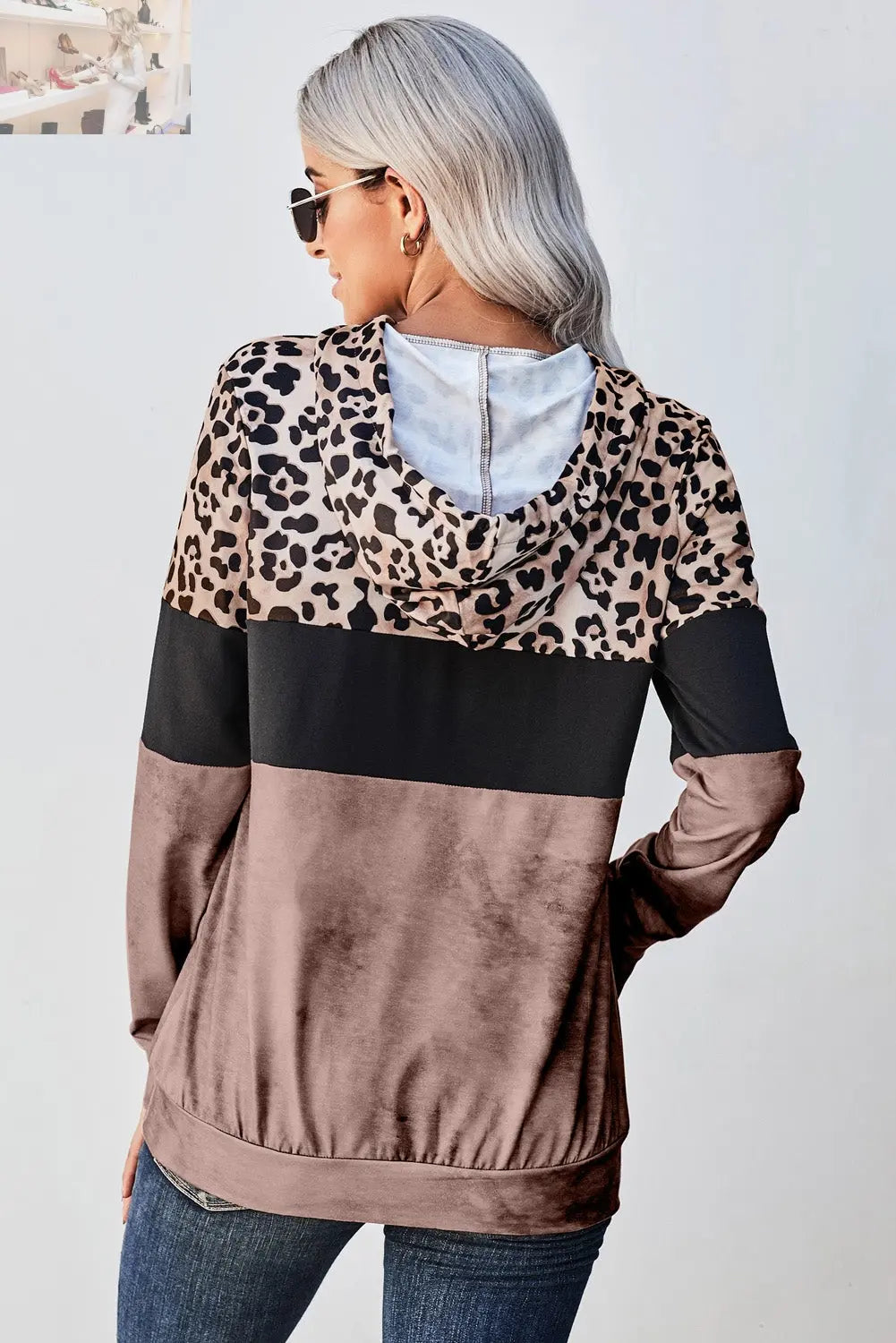 Leopard Color Block Hoodie - MegaSuperStar