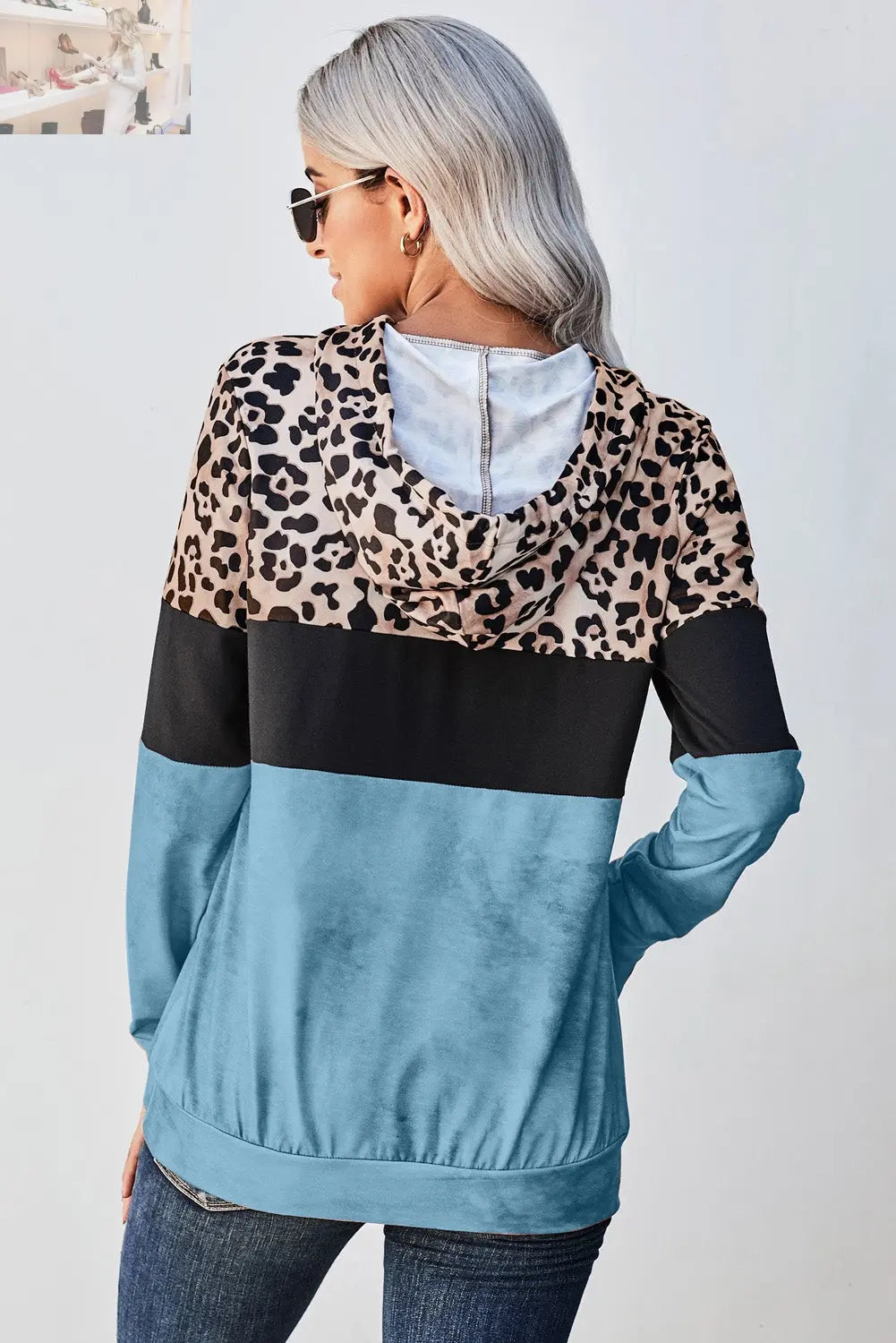 Leopard Color Block Hoodie - MegaSuperStar