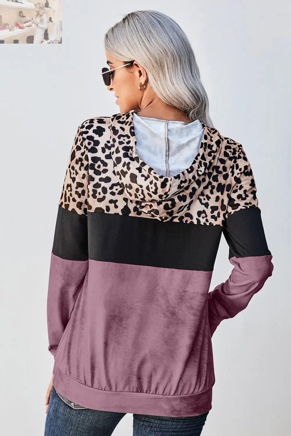 Leopard Color Block Hoodie - MegaSuperStar