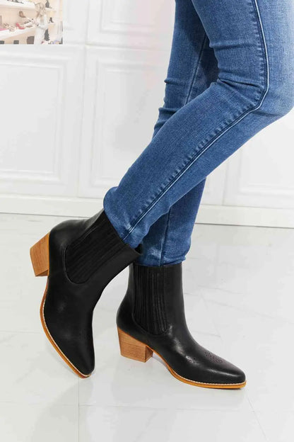 MMShoes Love the Journey Stacked Heel Chelsea Boot in Black - MegaSuperStar