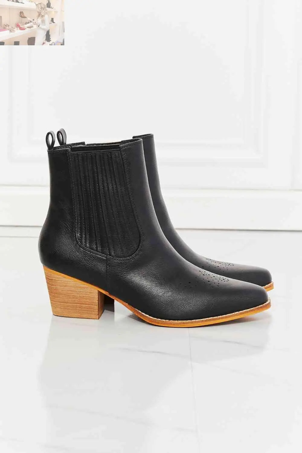 MMShoes Love the Journey Stacked Heel Chelsea Boot in Black - MegaSuperStar