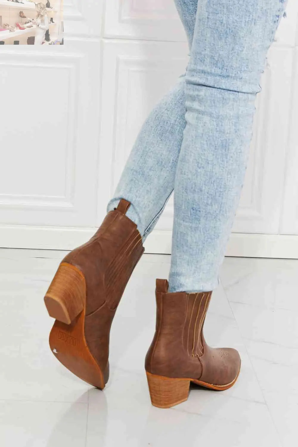 MMShoes Love the Journey Stacked Heel Chelsea Boot in Chestnut - MegaSuperStar