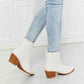 MMShoes Love the Journey Stacked Heel Chelsea Boot in White - MegaSuperStar