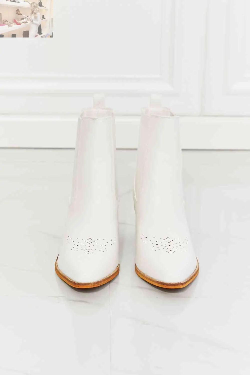 MMShoes Love the Journey Stacked Heel Chelsea Boot in White - MegaSuperStar