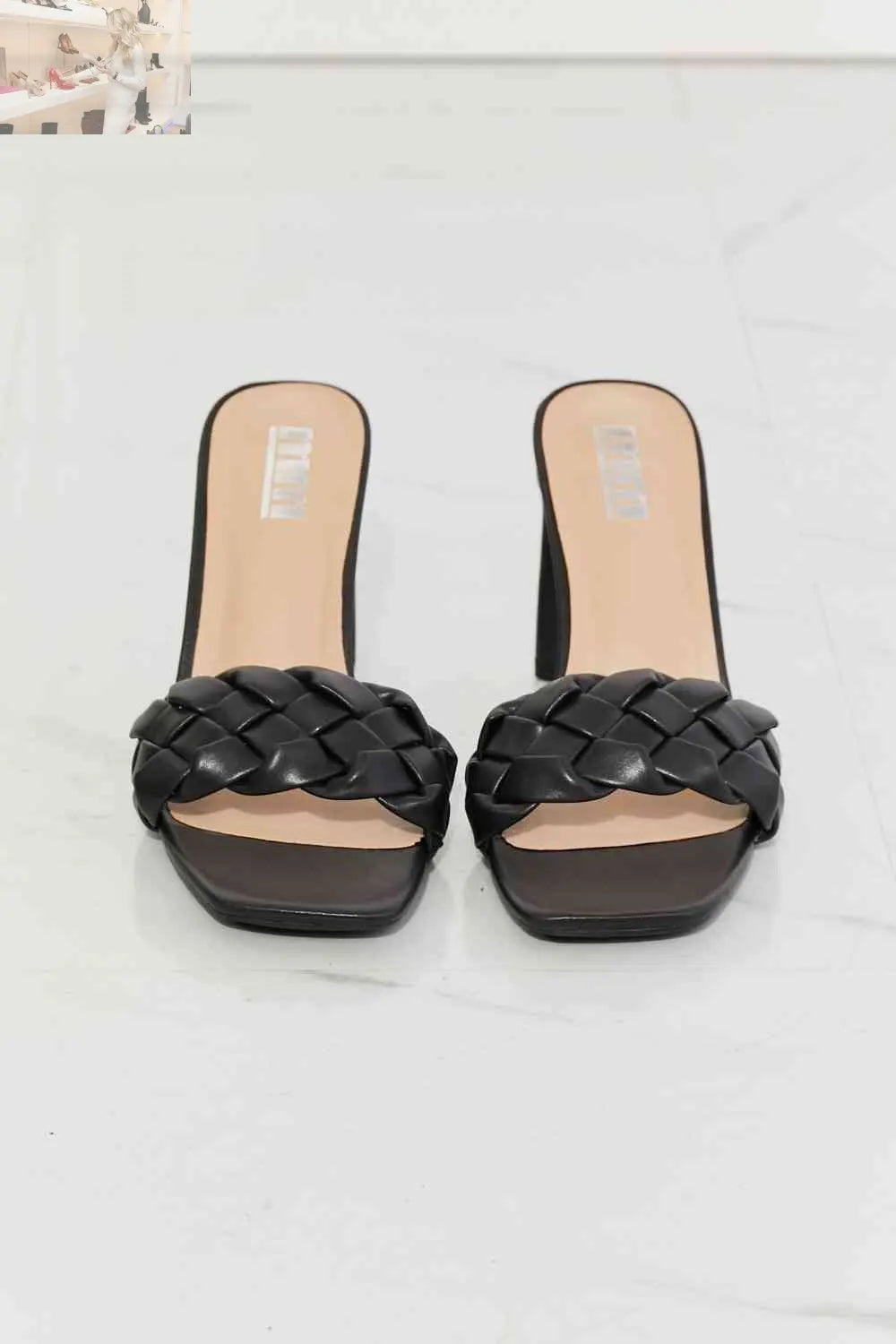 MMShoes Top of the World Braided Block Heel Sandals in Black - MegaSuperStar