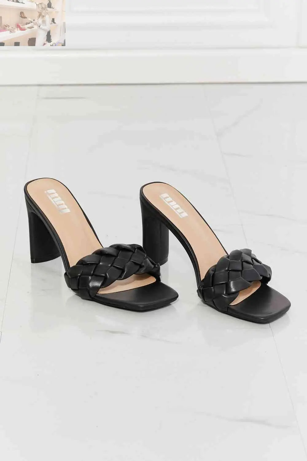 MMShoes Top of the World Braided Block Heel Sandals in Black - MegaSuperStar