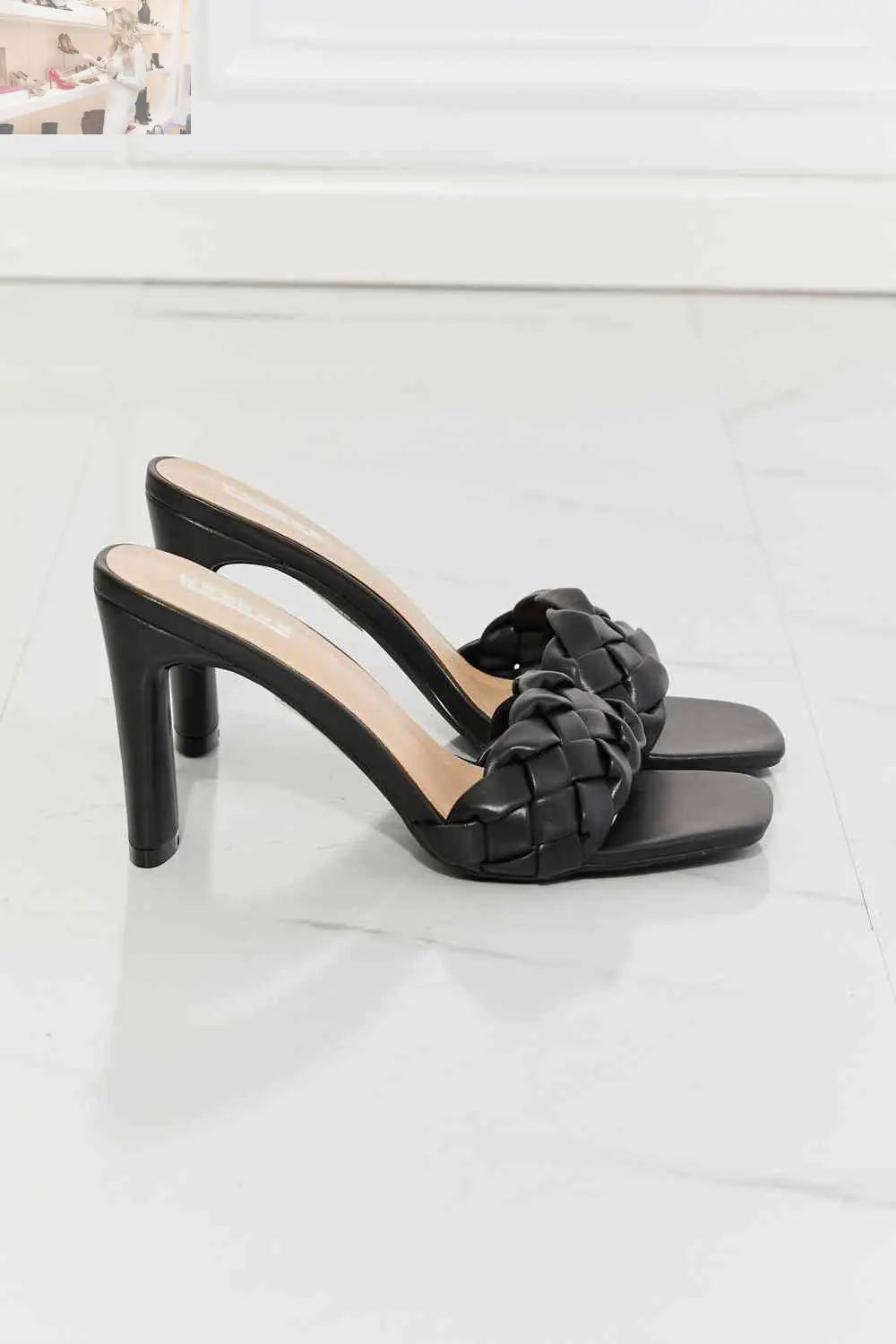 MMShoes Top of the World Braided Block Heel Sandals in Black - MegaSuperStar