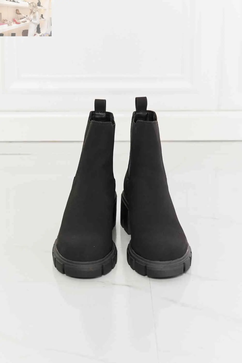 MMShoes Work For It Matte Lug Sole Chelsea Boots in Black - MegaSuperStar