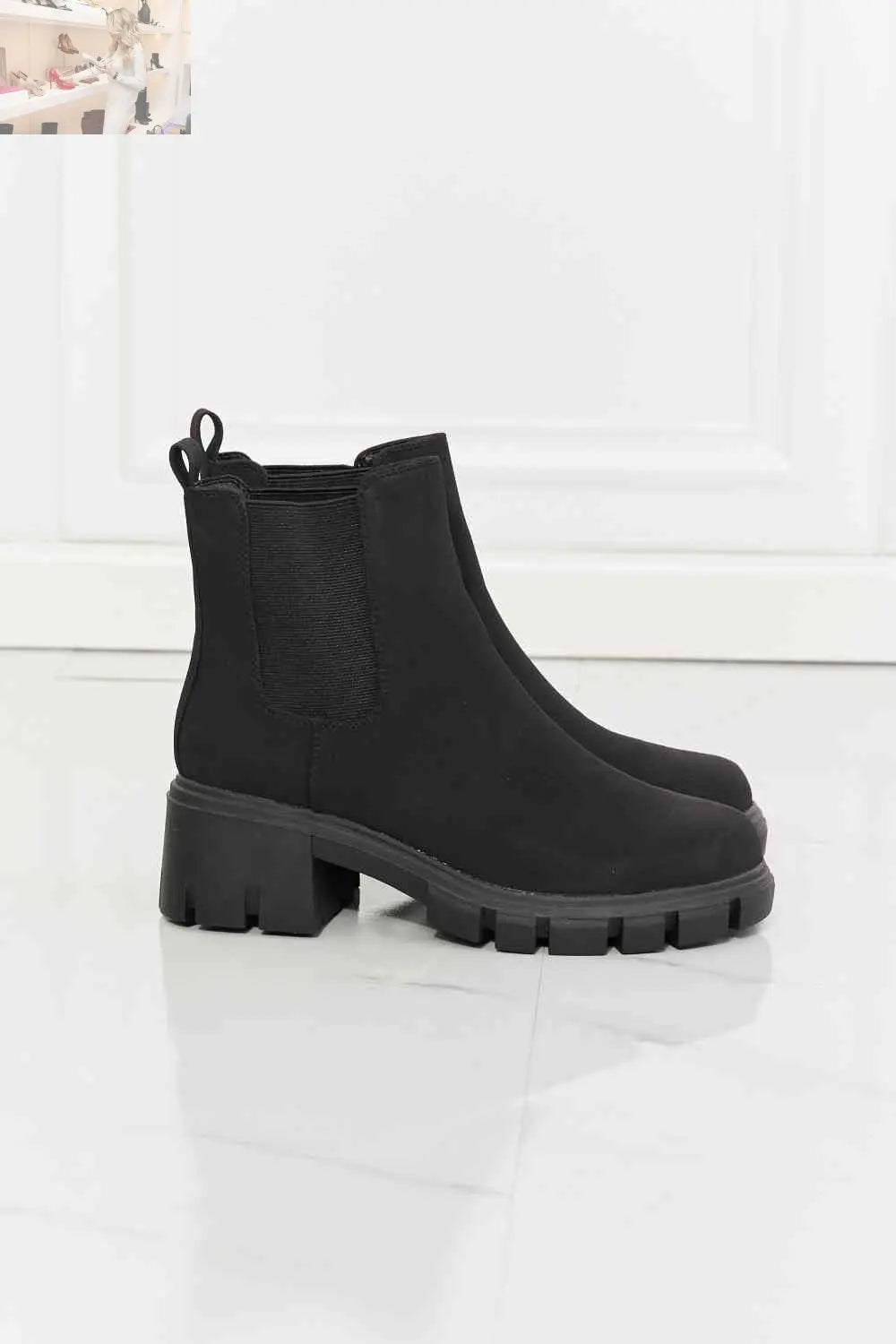 MMShoes Work For It Matte Lug Sole Chelsea Boots in Black - MegaSuperStar