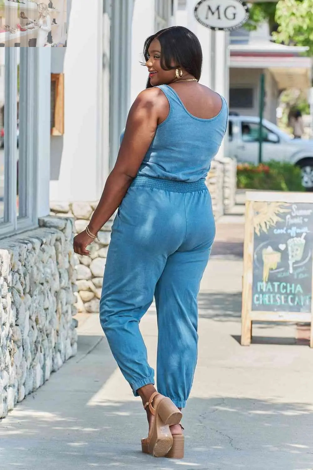 ODDI Full Size Acid Wash Casual Jumpsuit - MegaSuperStar