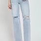 RISEN Full Size High Rise Distressed Wide Leg Jeans